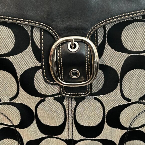 Coach F13360 leather on canvas handbag - Picture 2 of 6